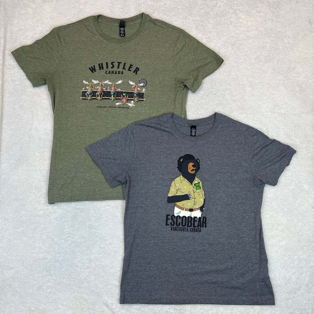 Escobear Vancouver And Moose Droppings Whistler Canada Graphic Tees Men's Sz L